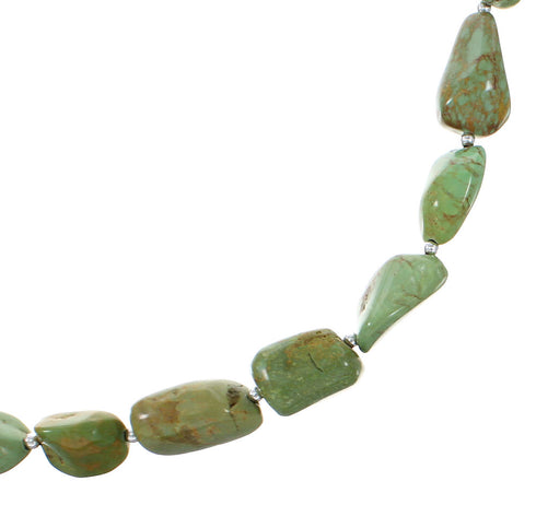 Genuine Sterling Silver Turquoise Navajo Indian Bead Necklace RX98093